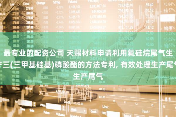 最专业的配资公司 天赐材料申请利用氟硅烷尾气生产三(三甲基硅基)磷酸酯的方法专利, 有效处理生产尾气
